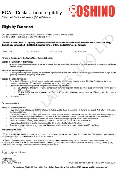 ECA Declaration of Conformity